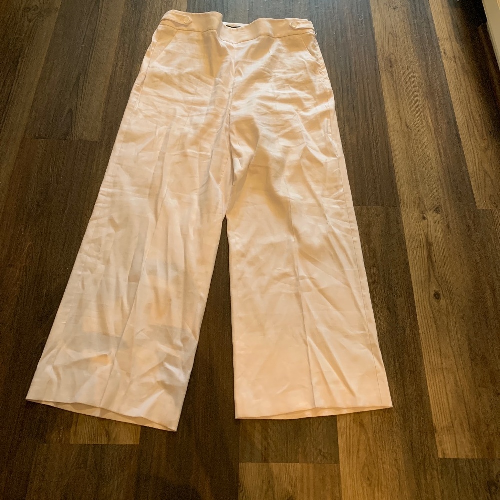 Talbots linen viscose and spandex wide leg‎ trousers. Worn 1x